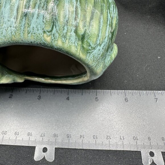 Vintage Green Drip Glaze Elephant Planter Mid Century Ceramic - Picture 12 of 12